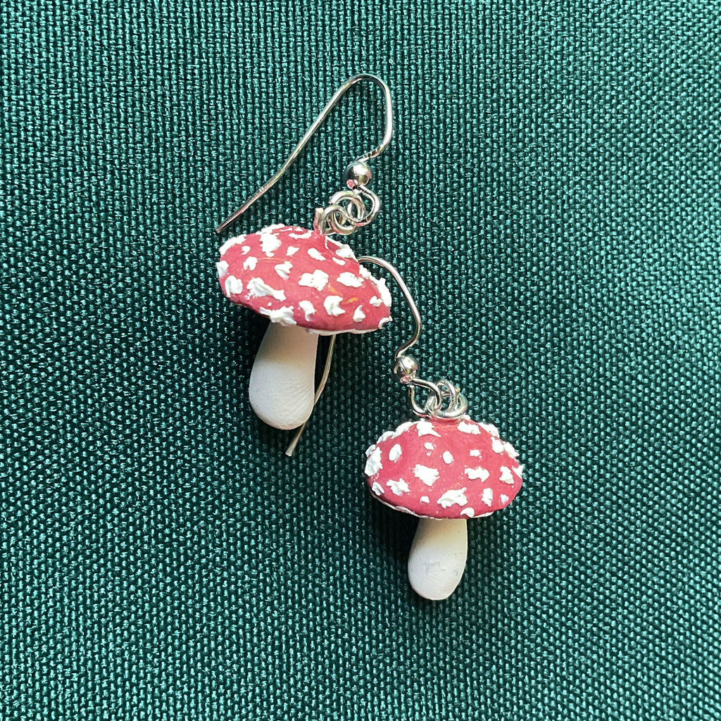 Medium Amanita Mushroom Earrings