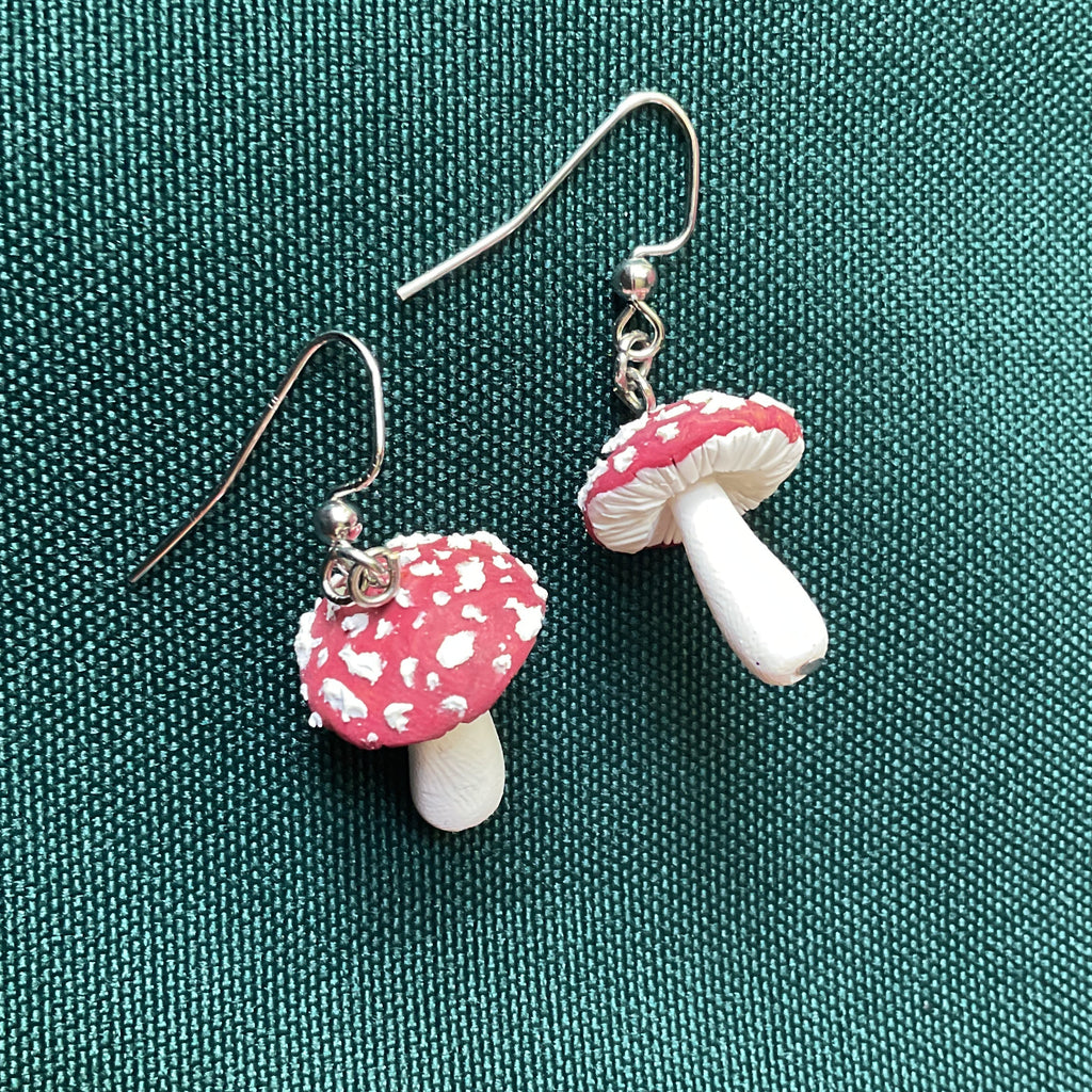 Medium Amanita Mushroom Earrings