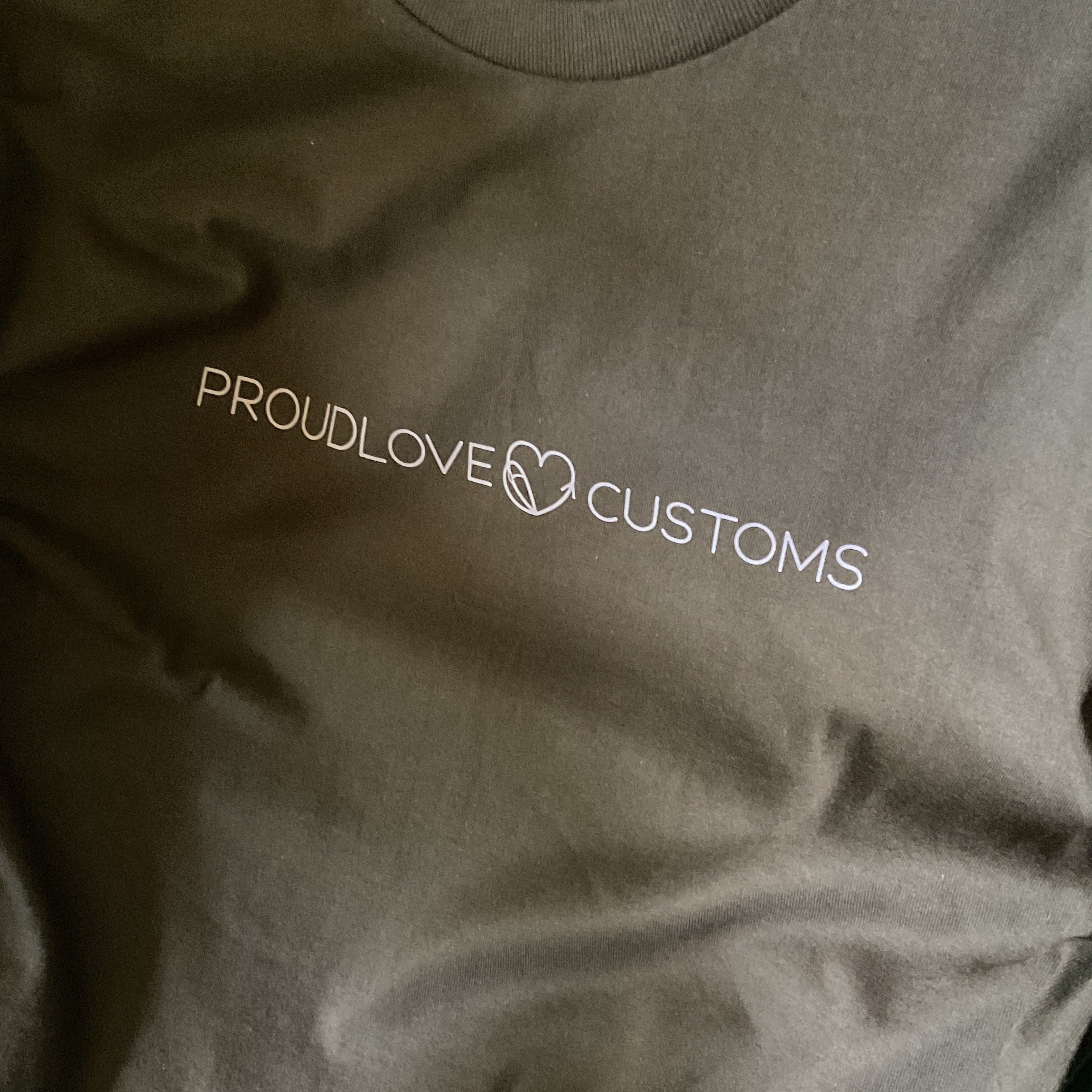 Proudlove Customs purple on brown tee